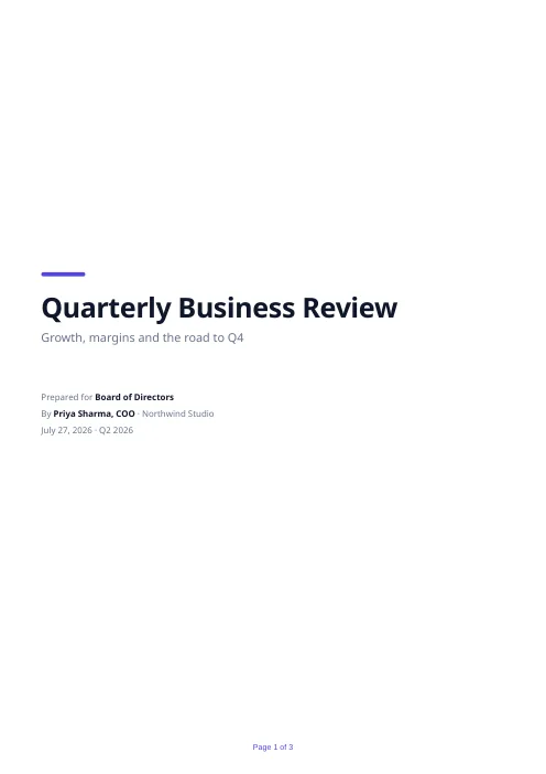 Business Report PDF template preview