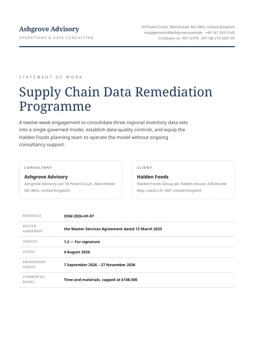 Consulting Statement of Work PDF template preview