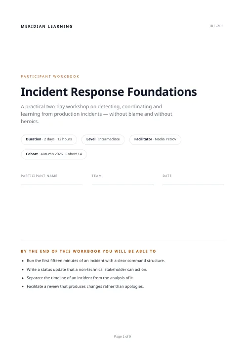 Course Workbook PDF template preview