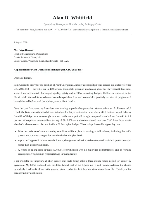 Cover Letter PDF template preview