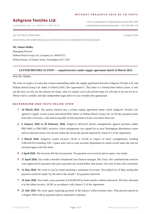 Demand Letter PDF template preview