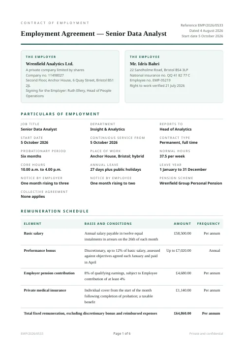 Employment Contract PDF template preview