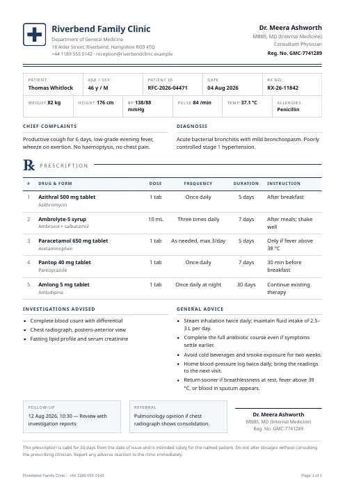 Medical Prescription PDF template preview