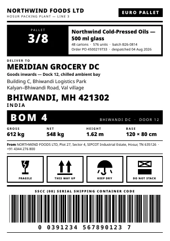 Pallet Label PDF template preview