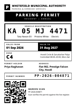 Parking Permit PDF template preview