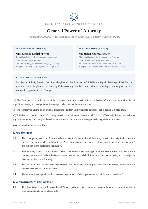 Power of Attorney PDF template preview