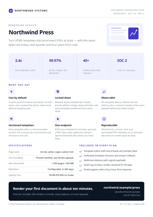 Product One-pager PDF template preview
