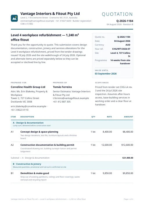 Sales Quotation PDF template preview