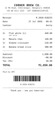Thermal Receipt (80 mm) PDF template preview