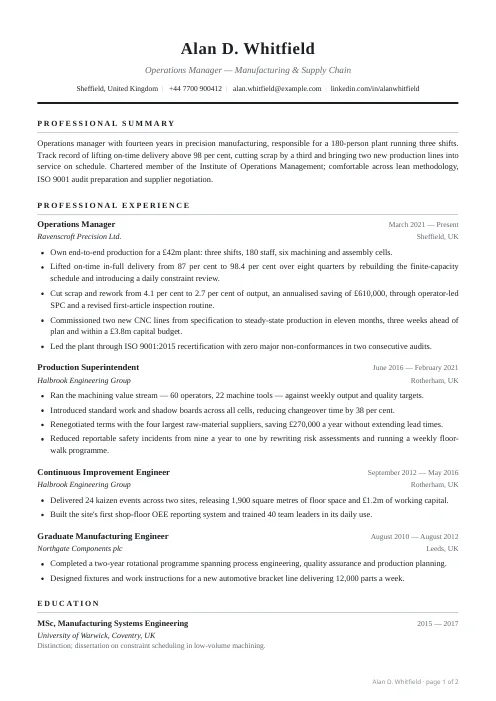 Classic Resume PDF template preview
