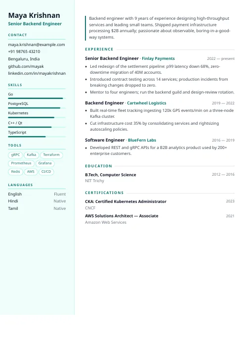 Modern Resume PDF template preview