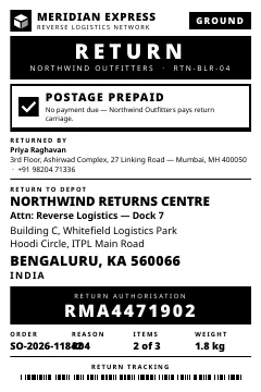 Return Shipping Label PDF template preview