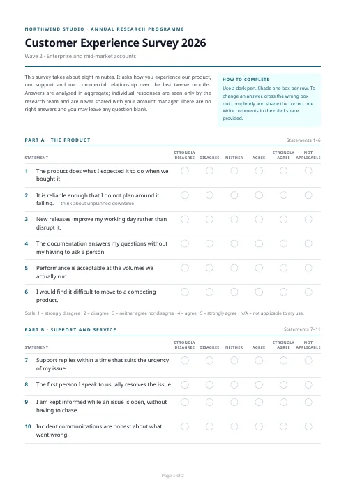 Survey Questionnaire PDF template preview