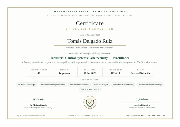 Training Certificate PDF template preview